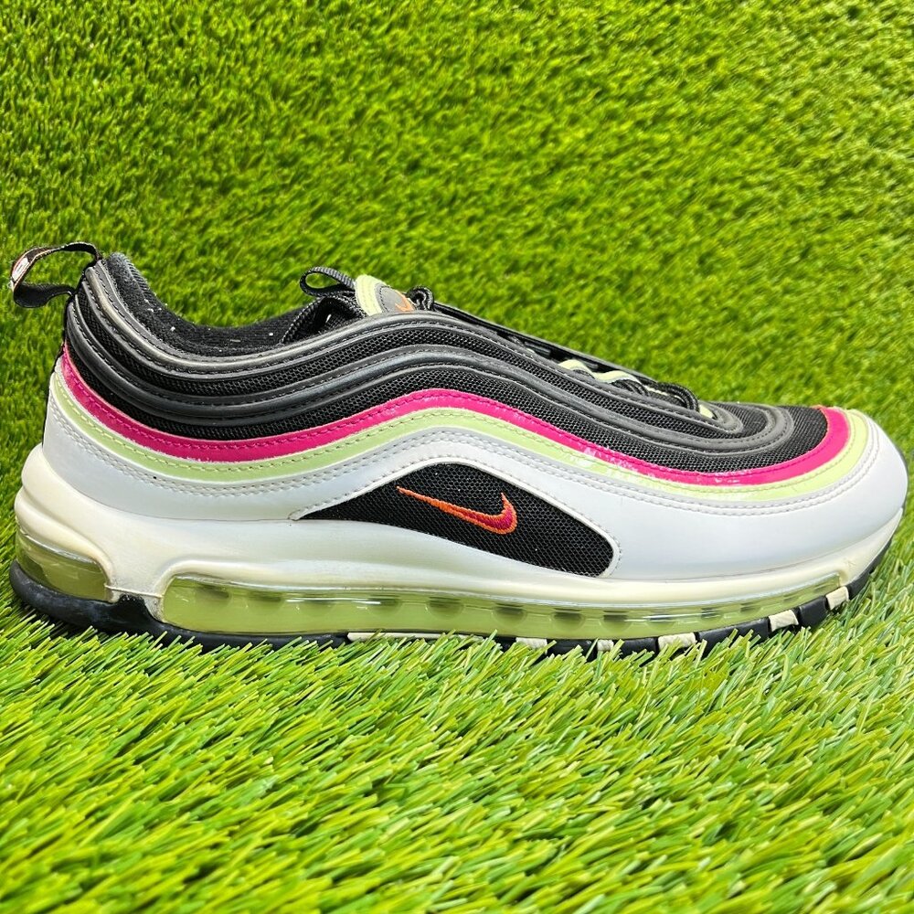 Nike Air Max 97 Mens Size 10.5 White Black Pink Walking Running‎ Shoes Sneakers